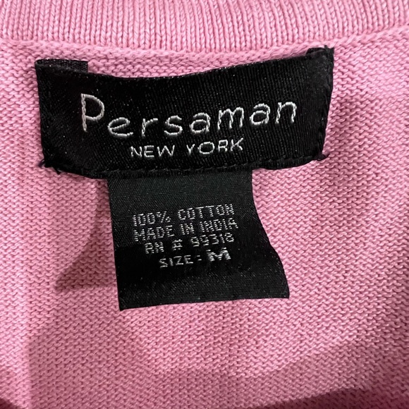Persaman New York Pink Sleeveless Crop Sweater Vest 100% Cotton Ribbed Size M - Picture 6 of 7